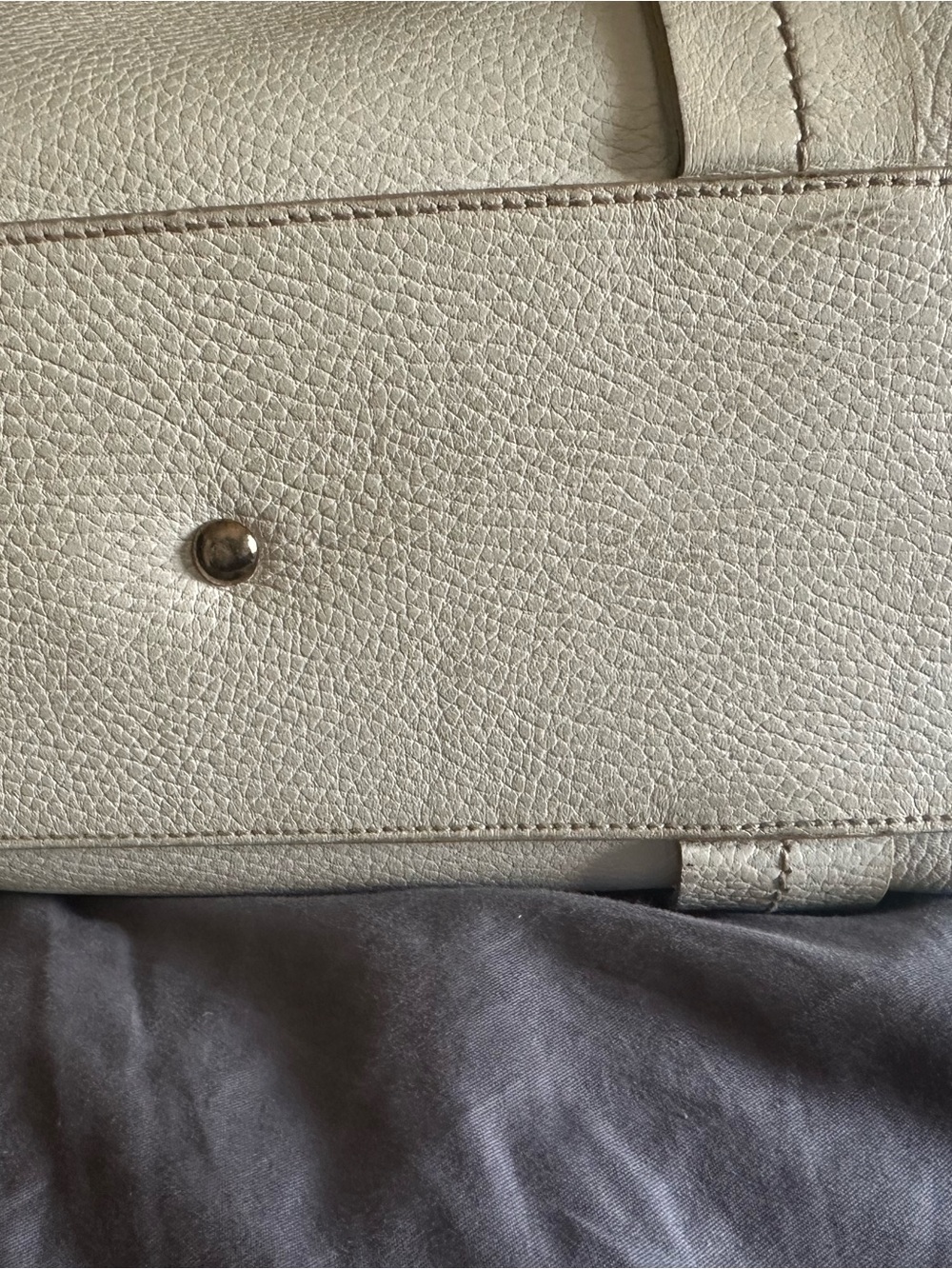 Salvatore Ferragamo Cream Pebbled Leather Top-Handle Tote - Picture 5 of 13